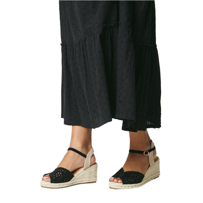 Natural Black - Side - Good For The Sole Womens-Ladies Anita Laser Cut High Wedge Espadrilles
