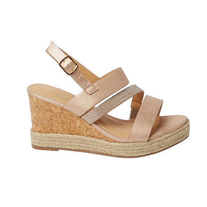 Rose Gold - Back - Good For The Sole Womens-Ladies Hannah Asymmetric Wide Wedges