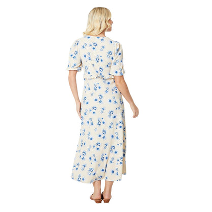 Cream-Blue - Back - Dorothy Perkins Womens-Ladies Frill Detail Midi Dress