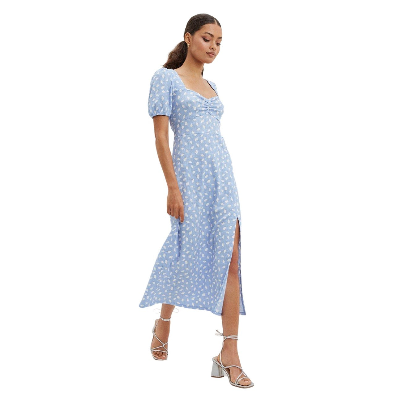 Ivory - Side - Dorothy Perkins Womens-Ladies Sweetheart Petite Puff Sleeve Dress