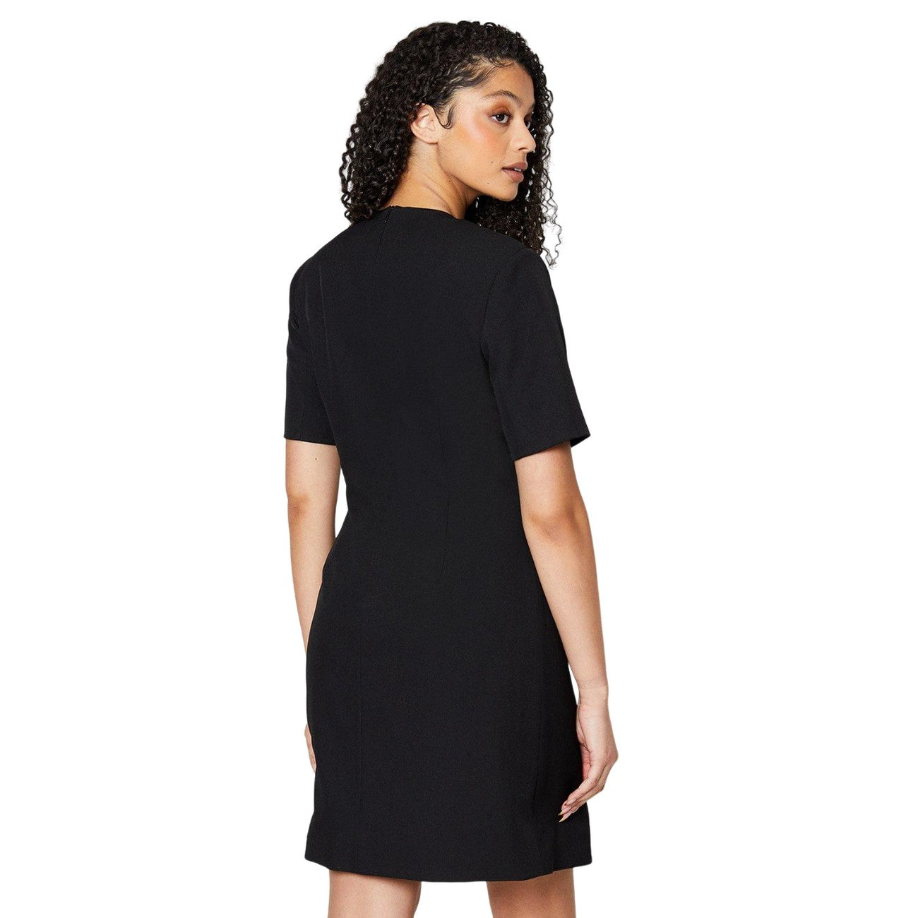 Black - Back - Dorothy Perkins Womens-Ladies Tall Tailored Half-Sleeved Shift Dress