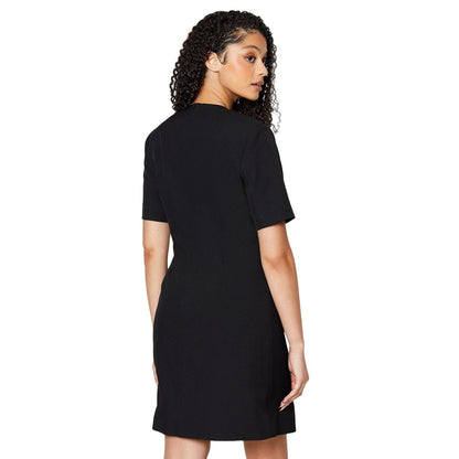 Black - Back - Dorothy Perkins Womens-Ladies Tall Tailored Half-Sleeved Shift Dress