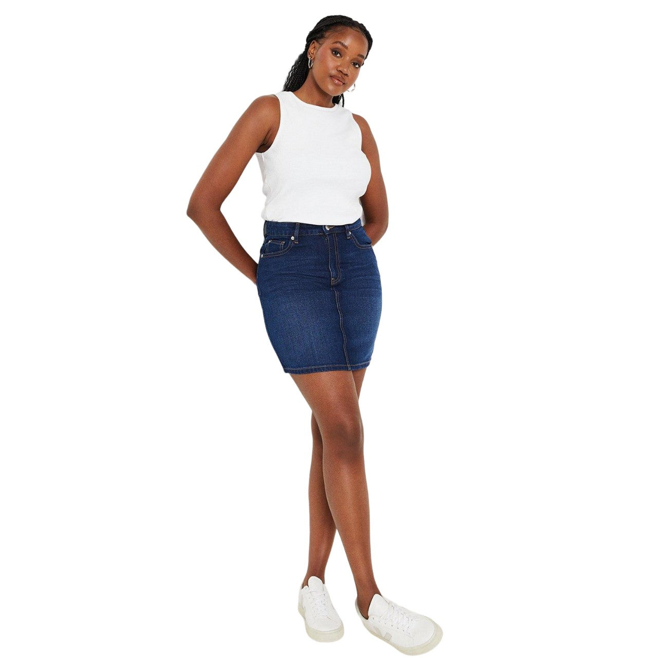 Indigo - Side - Dorothy Perkins Womens-Ladies Denim Mini Skirt