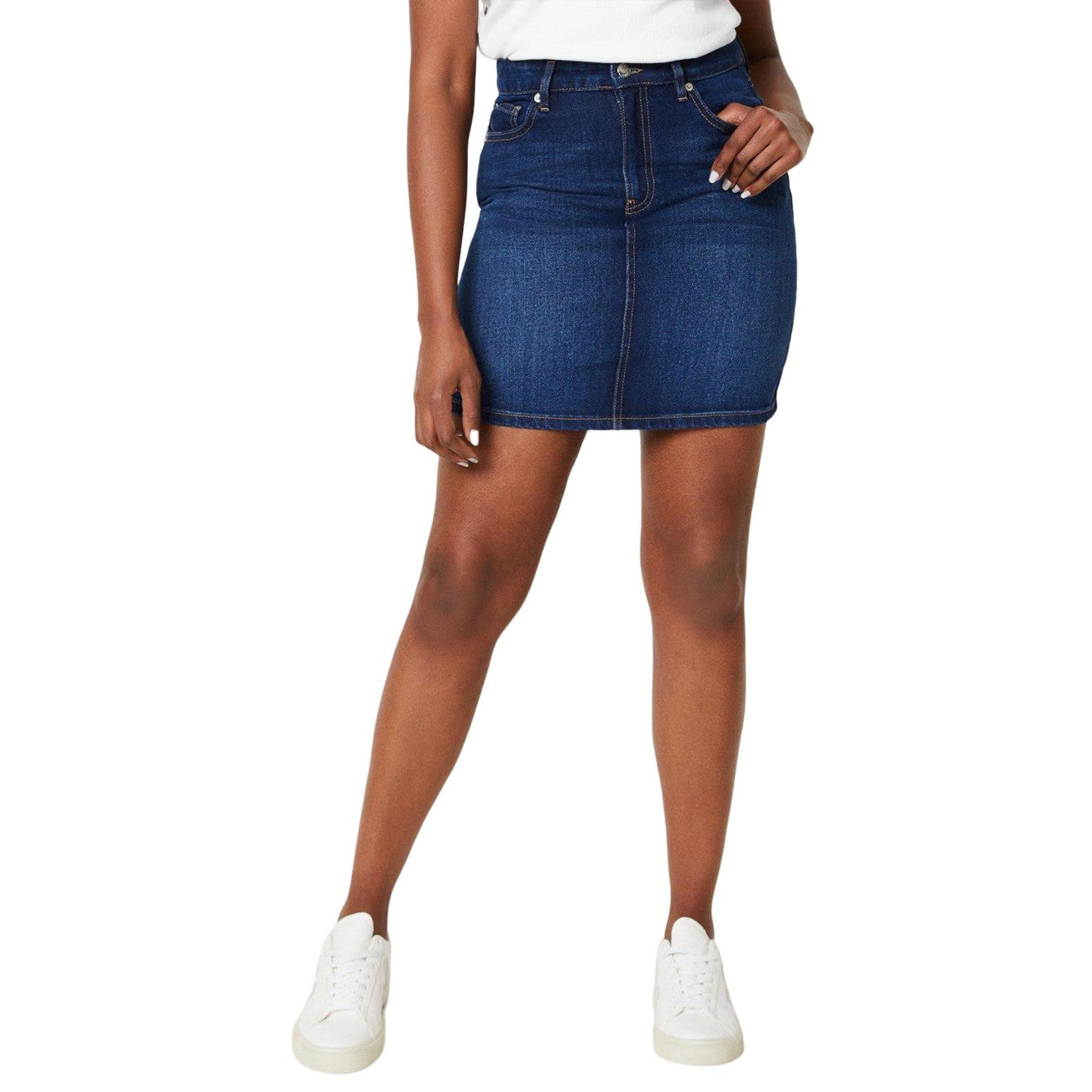 Indigo - Front - Dorothy Perkins Womens-Ladies Denim Mini Skirt