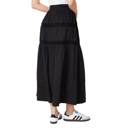Black - Back - Dorothy Perkins Womens-Ladies Tiered Drawstring Waist Midi Skirt