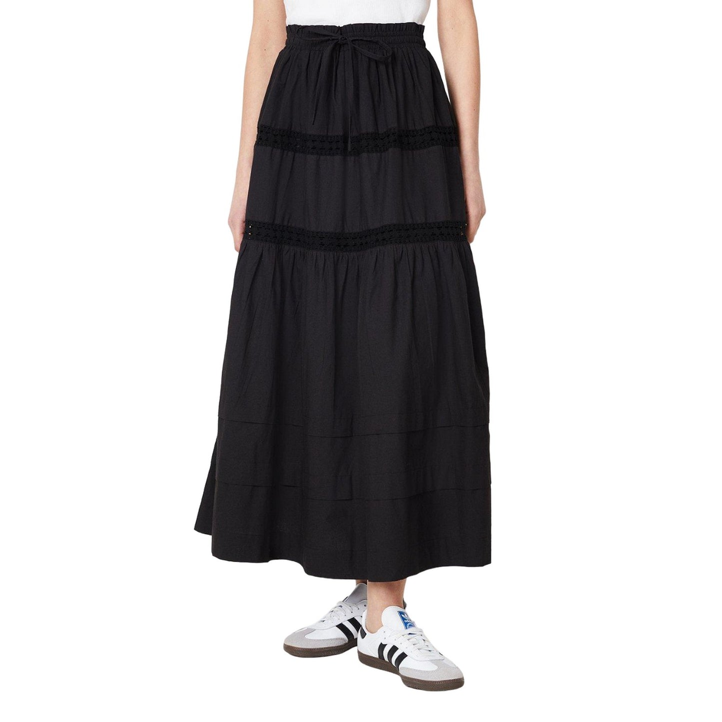 Black - Front - Dorothy Perkins Womens-Ladies Tiered Drawstring Waist Midi Skirt