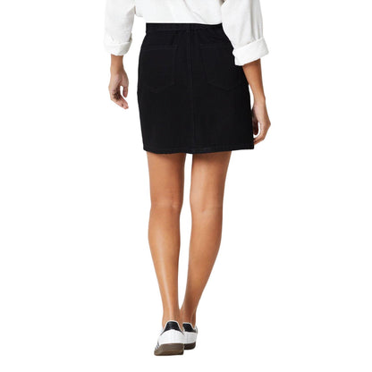 Black - Back - Dorothy Perkins Womens-Ladies Denim Paperbag Mini Skirt
