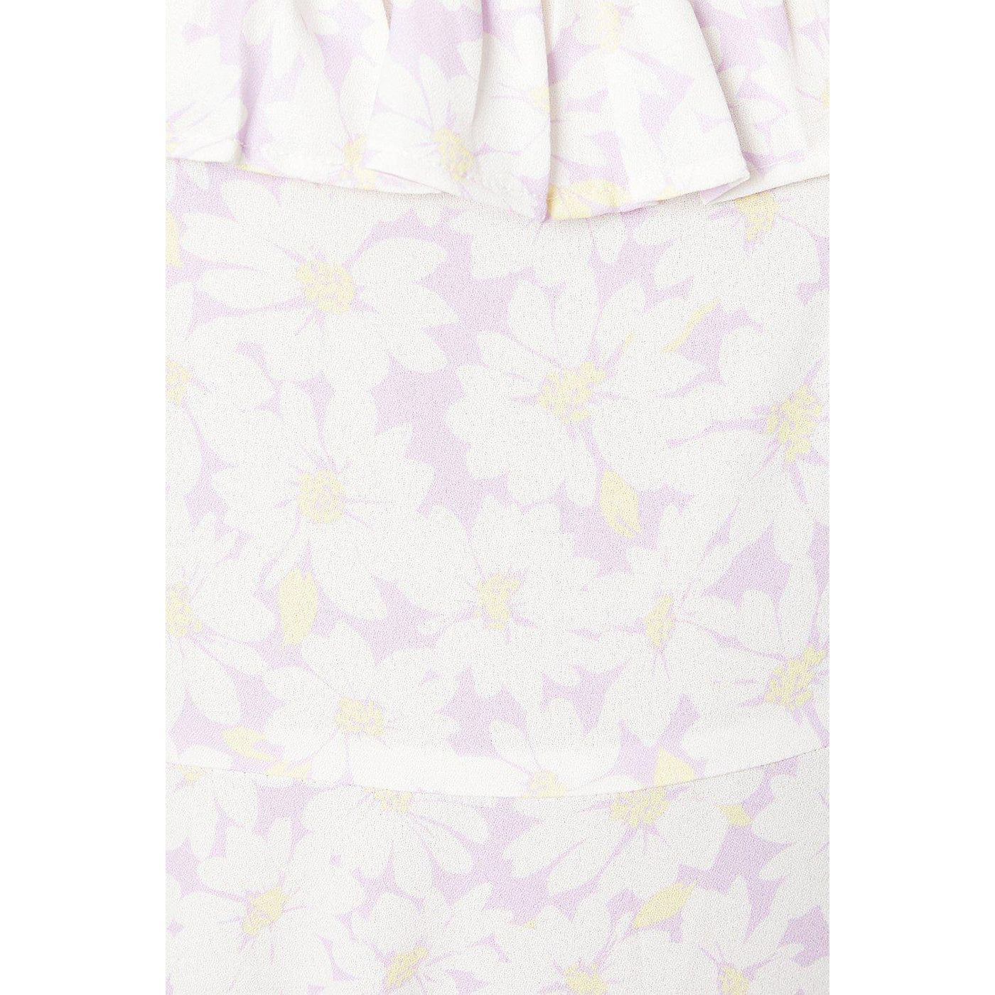 Ivory - Side - Dorothy Perkins Womens-Ladies Floral Frill Neck Midi Dress