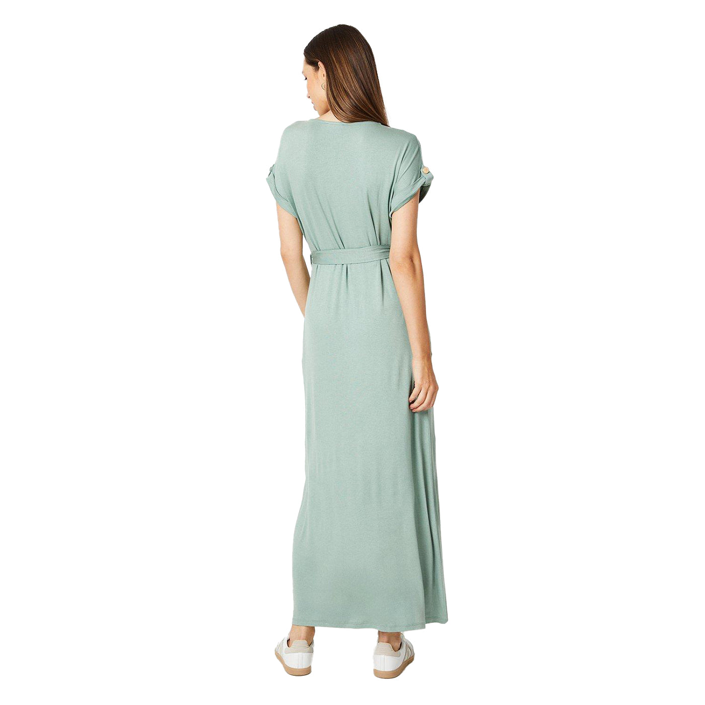 Sage - Back - Dorothy Perkins Womens-Ladies Belt Short-Sleeved Maxi Dress