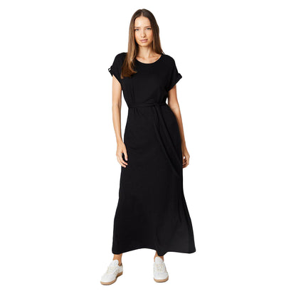 Black - Front - Dorothy Perkins Womens-Ladies Belt Short-Sleeved Maxi Dress
