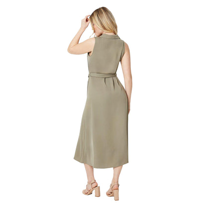 Sage - Back - Dorothy Perkins Womens-Ladies Belt Sleeveless Shirt Dress