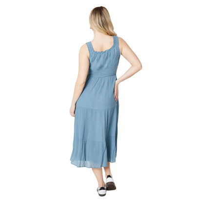 Blue - Back - Dorothy Perkins Womens-Ladies Tiered Shirred Waist Midi Dress