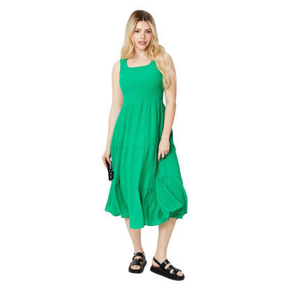 Green - Front - Dorothy Perkins Womens-Ladies Tiered Shirred Waist Midi Dress
