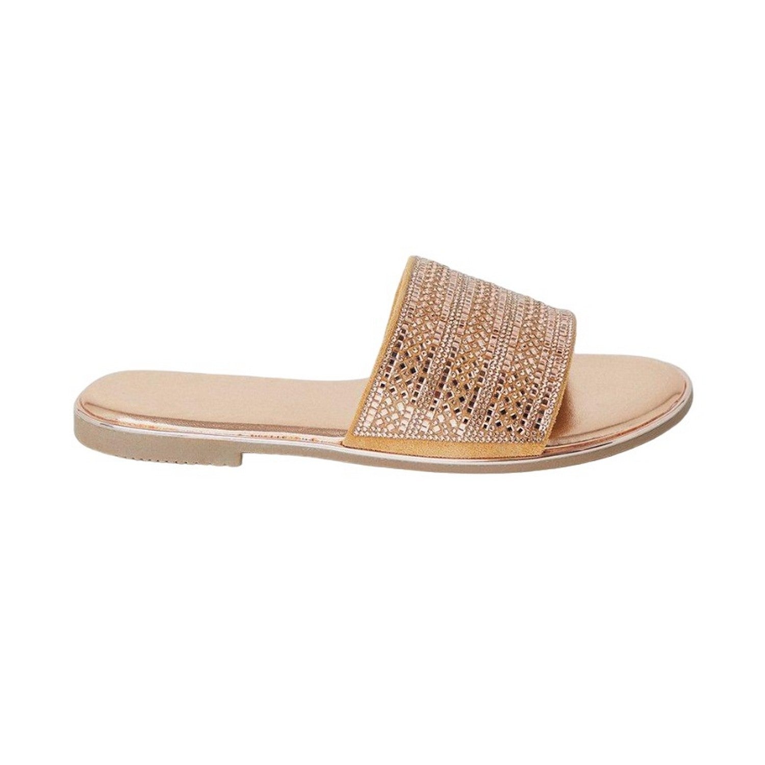 Rose Gold - Back - Dorothy Perkins Womens-Ladies Fontanne Diamante Embellished Flat Mule Sandals