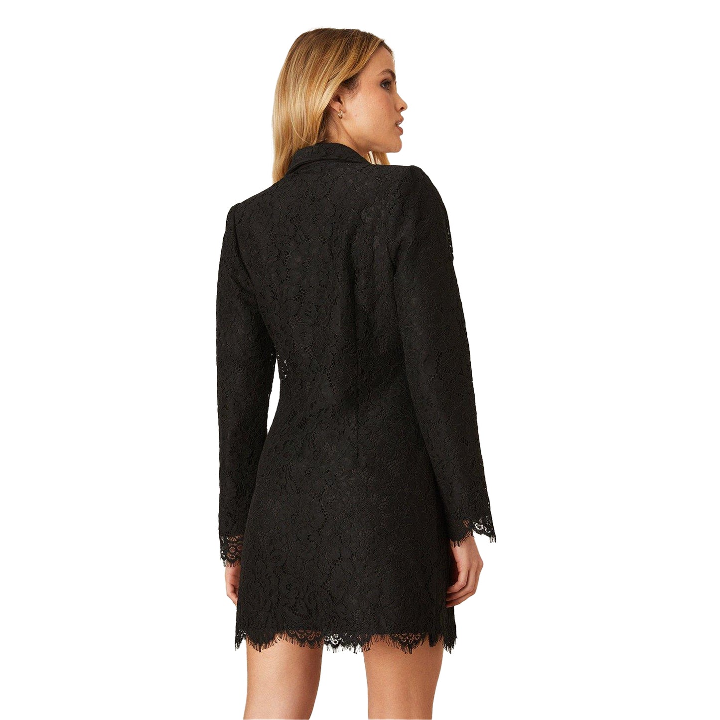 Black - Back - Dorothy Perkins Womens-Ladies Lace Blazer Dress