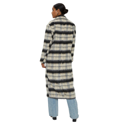 Monochrome - Back - Dorothy Perkins Womens-Ladies Checked Double Breasted Coat
