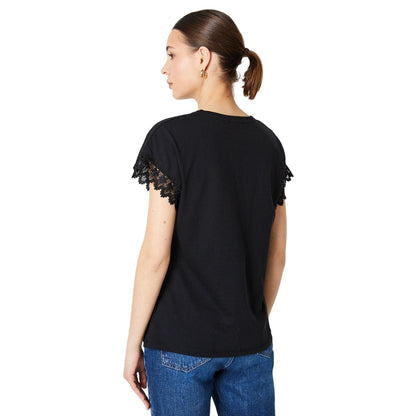 Black - Back - Dorothy Perkins Womens-Ladies Lace Detail T-Shirt