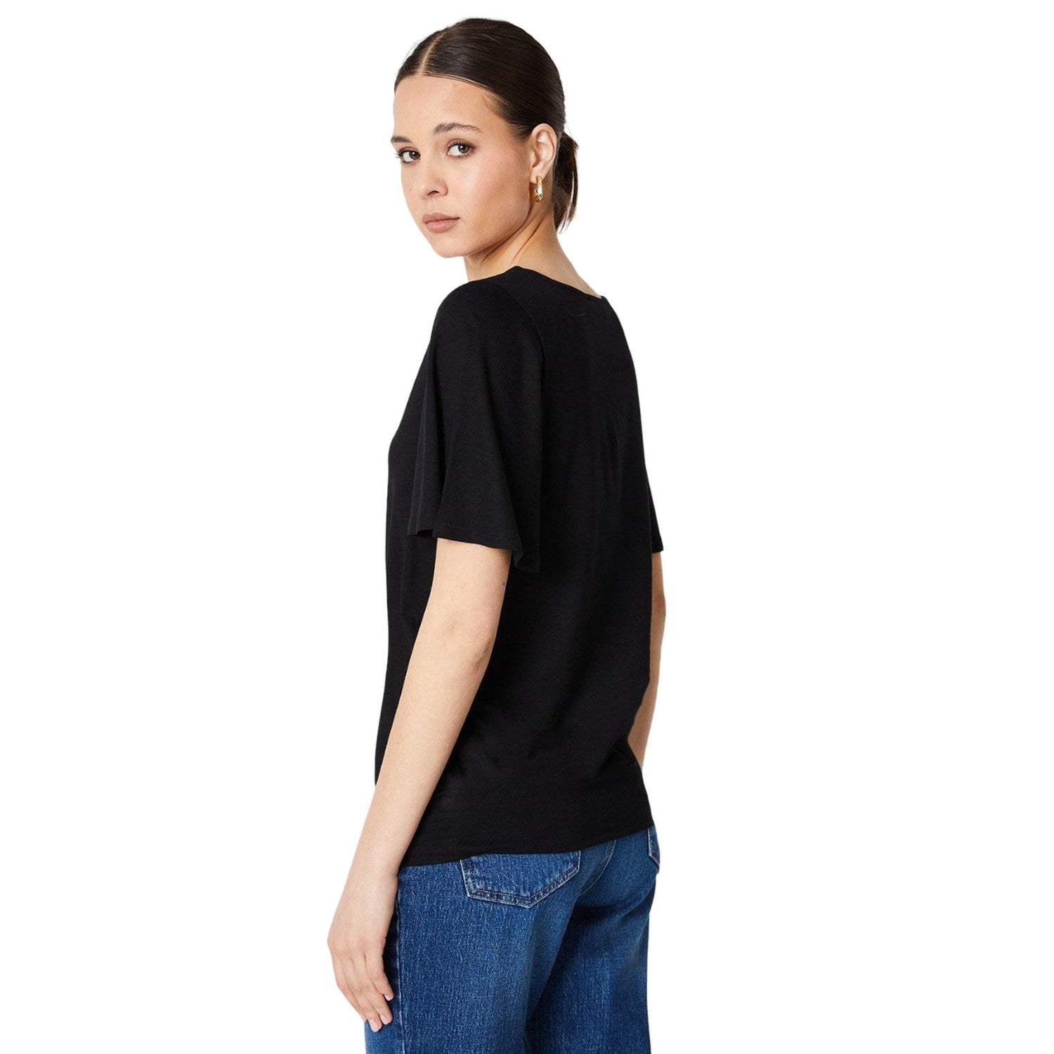 Black - Back - Dorothy Perkins Womens-Ladies Banded Hem Top