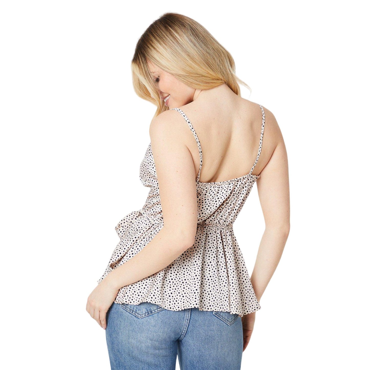 Blush - Back - Dorothy Perkins Womens-Ladies Cami Spotted Satin Top