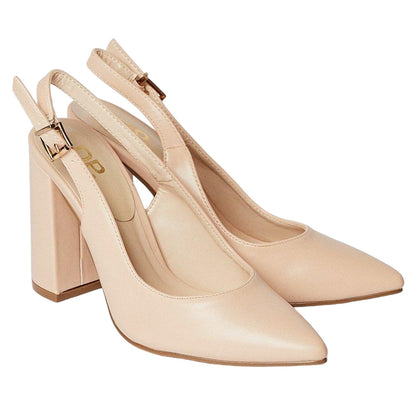 Blush - Front - Dorothy Perkins Womens-Ladies Binx Sling Back High Block Heel Court Shoes