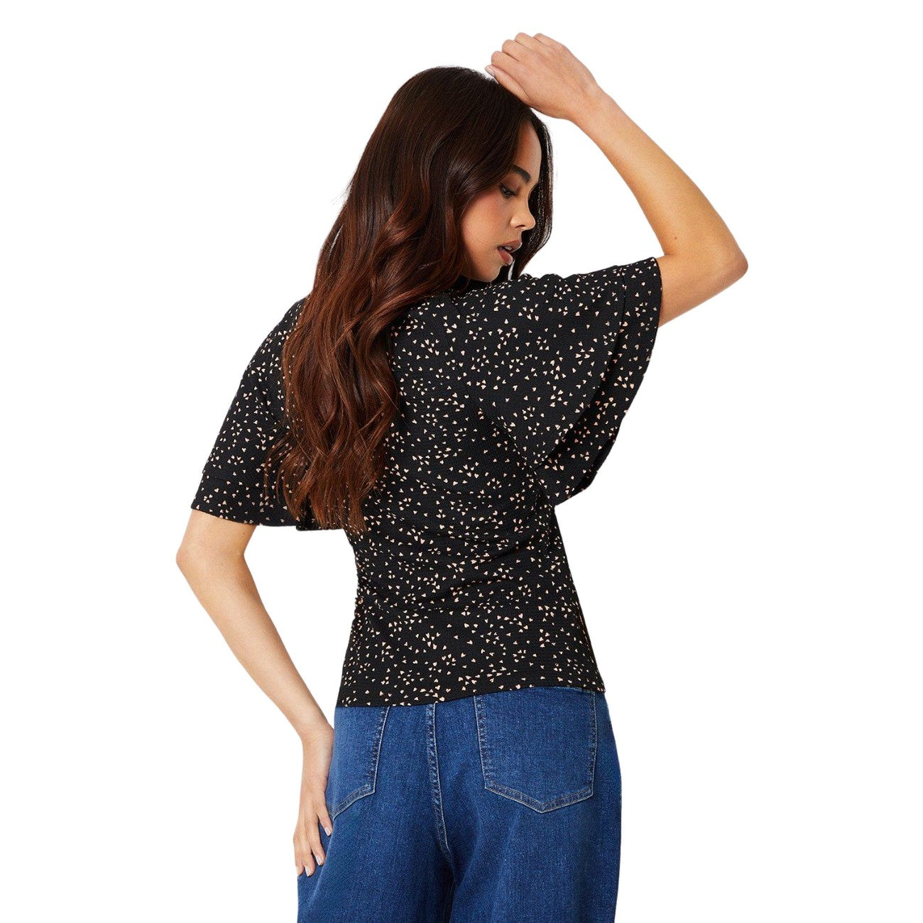 Black - Back - Dorothy Perkins Womens-Ladies Square Neck Petite Double Frill Top