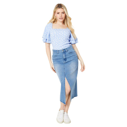 Blue - Lifestyle - Dorothy Perkins Womens-Ladies Square Neck Double Frill Top