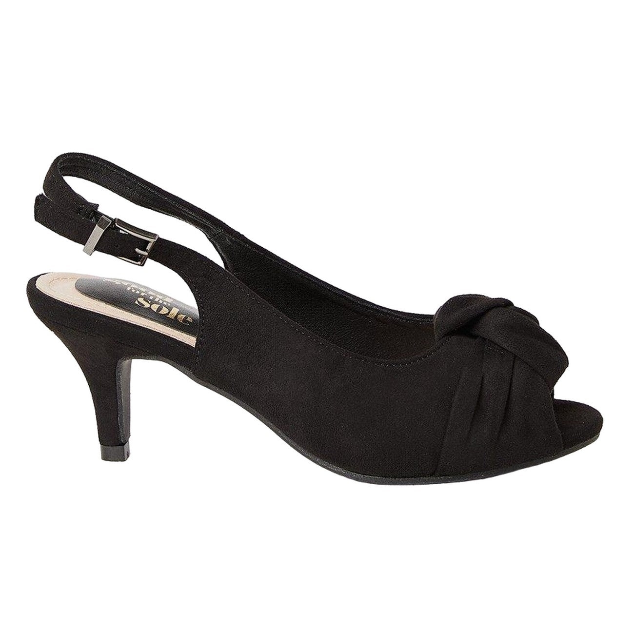 Natural Black - Back - Good For The Sole Womens-Ladies Taylor Twist Knot Peep Toe Wide Sandals