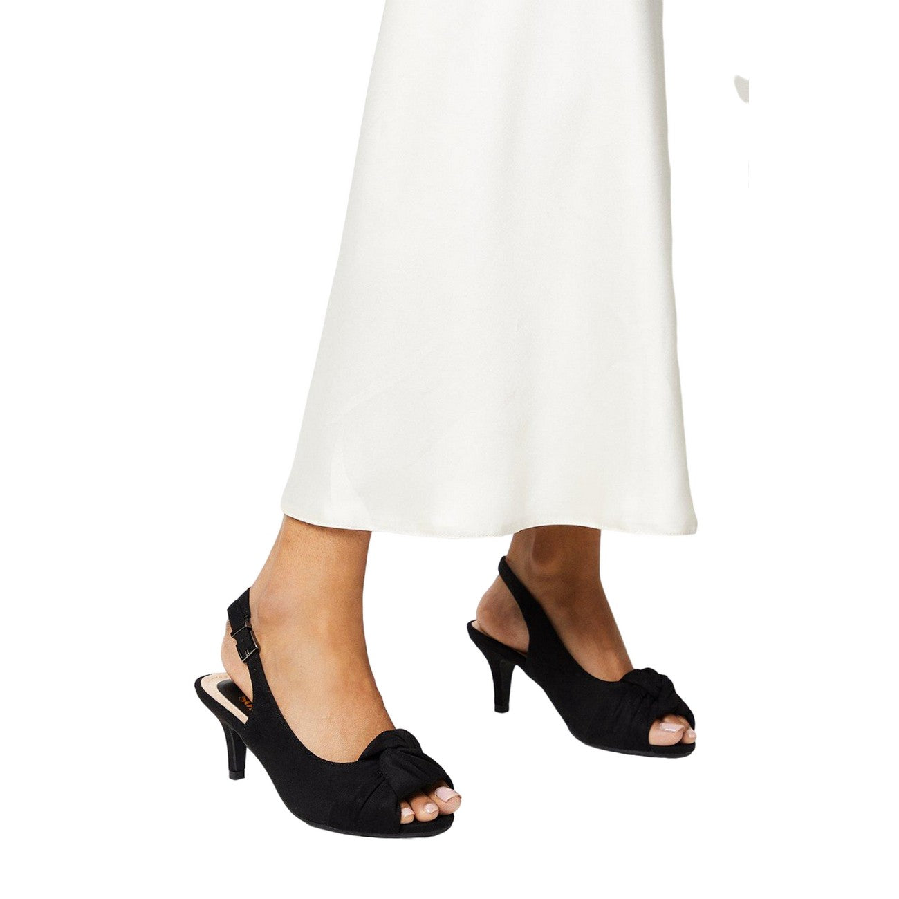 Natural Black - Side - Good For The Sole Womens-Ladies Taylor Twist Knot Peep Toe Wide Sandals