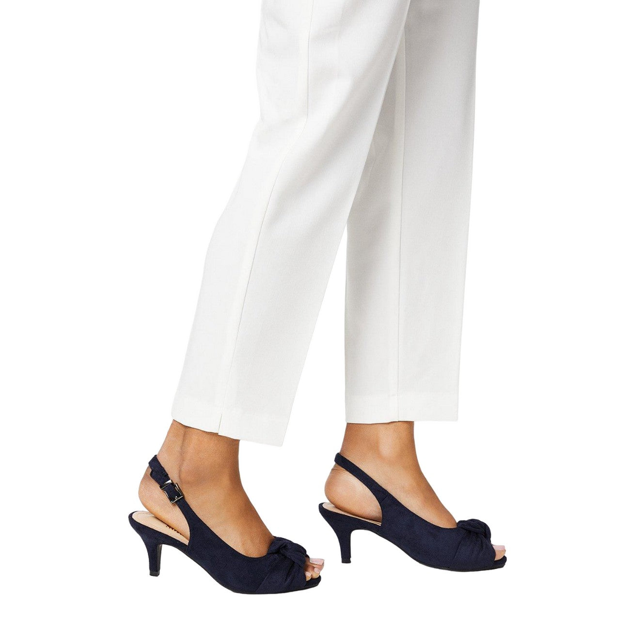 Navy - Side - Good For The Sole Womens-Ladies Taylor Twist Knot Peep Toe Wide Sandals