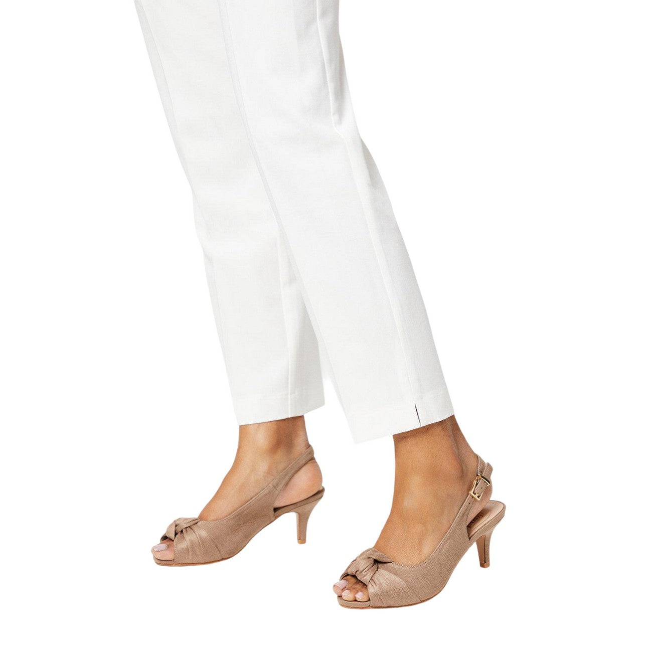 Taupe - Side - Good For The Sole Womens-Ladies Taylor Twist Knot Peep Toe Wide Sandals
