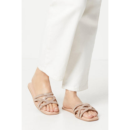 Blush - Front - Dorothy Perkins Womens-Ladies Frances Embellished Wide Sandals