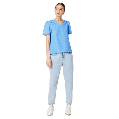 Blue - Lifestyle - Dorothy Perkins Womens-Ladies Spotted Gathered Shoulder Top