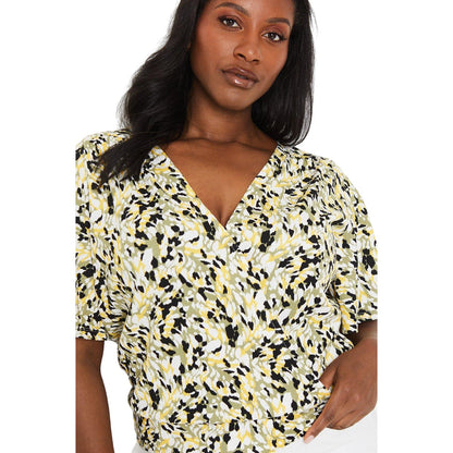 Khaki Green - Side - Dorothy Perkins Womens-Ladies Abstract Wrap Curved Flutter Top
