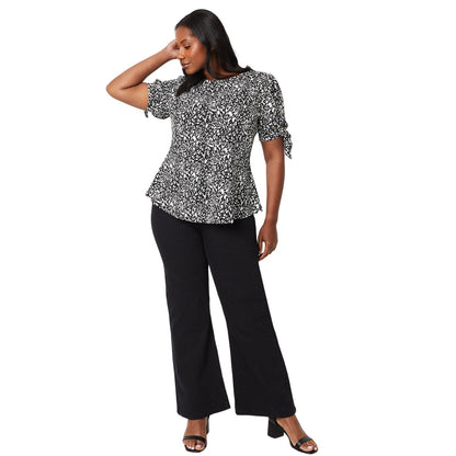 Monochrome - Lifestyle - Dorothy Perkins Womens-Ladies Abstract Tie Sleeves Top