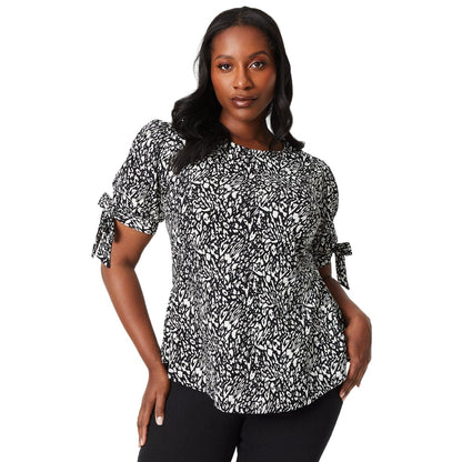 Monochrome - Front - Dorothy Perkins Womens-Ladies Abstract Tie Sleeves Top