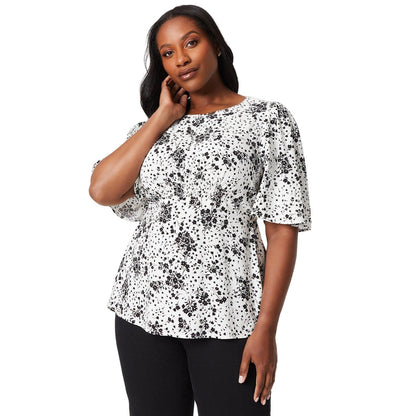Monochrome - Front - Dorothy Perkins Womens-Ladies Ditsy Print Angel Sleeve Top