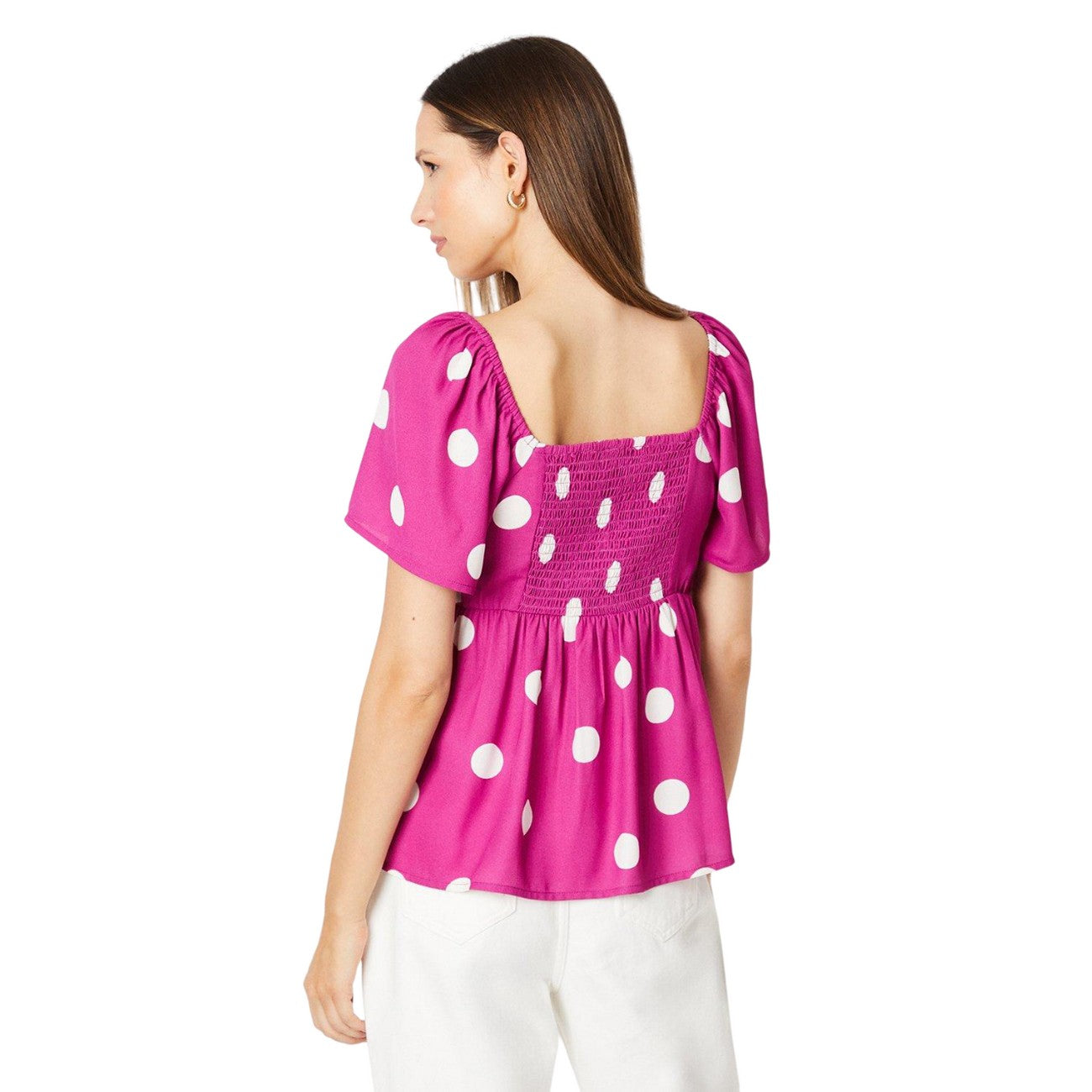 Purple - Back - Dorothy Perkins Womens-Ladies Spotted Pintuck Blouse