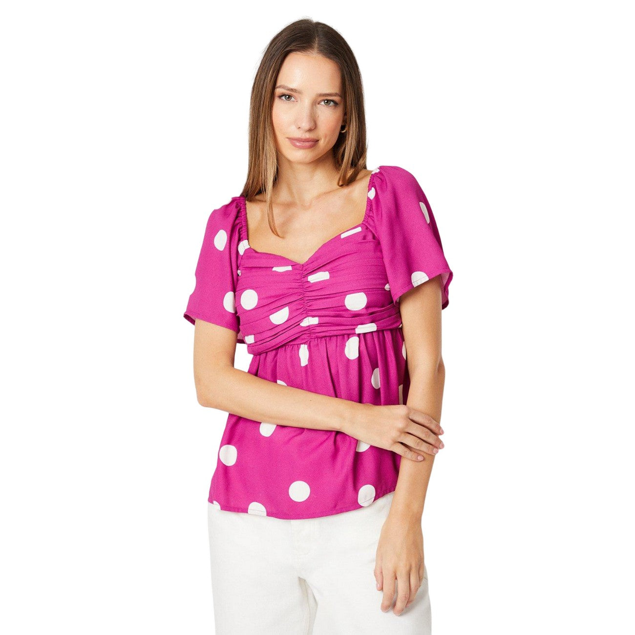Purple - Front - Dorothy Perkins Womens-Ladies Spotted Pintuck Blouse