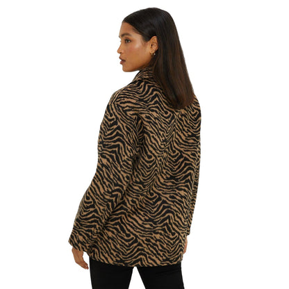 Brown-Black - Back - Dorothy Perkins Womens-Ladies Animal Print Double-Breasted Coat