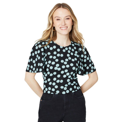 Black-Blue - Front - Dorothy Perkins Womens-Ladies Spotted Angel Sleeve Top