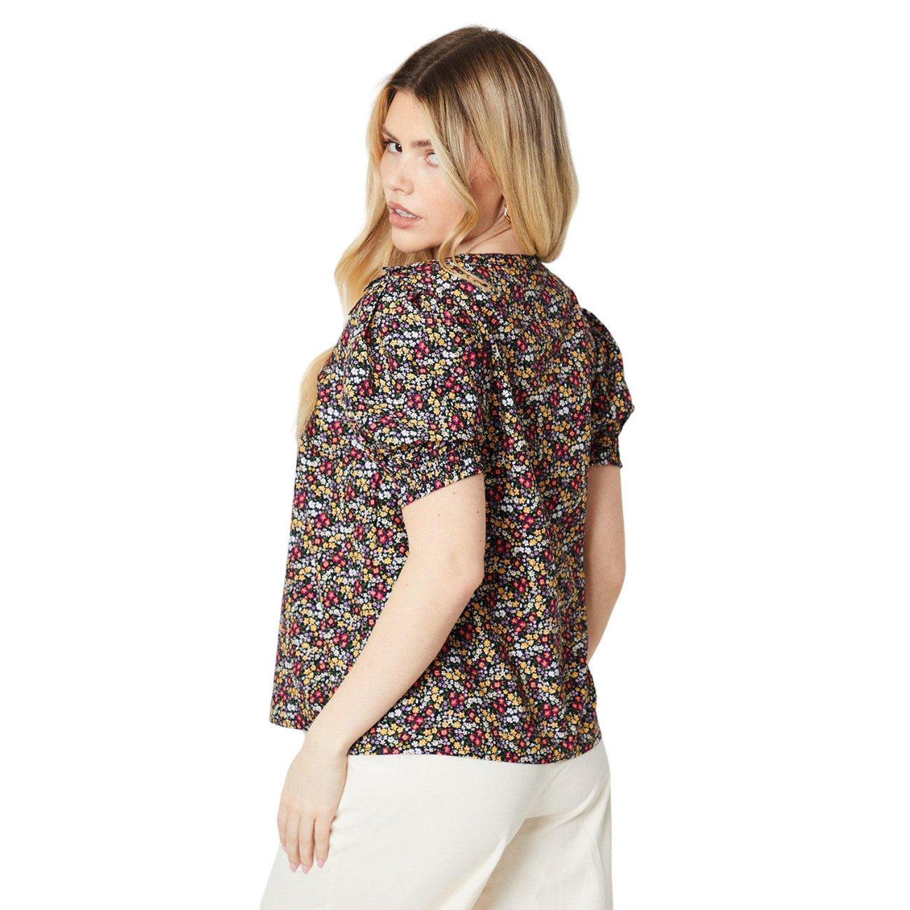 Multicoloured - Back - Dorothy Perkins Womens-Ladies Ditsy Print Button Through Top