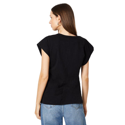 Black - Back - Dorothy Perkins Womens-Ladies Yoke Detail Broderie Sleeve Top