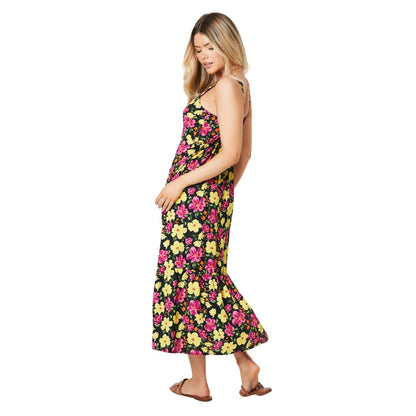 Black-Yellow-Pink - Back - Dorothy Perkins Womens-Ladies Floral Tiered Midi Dress