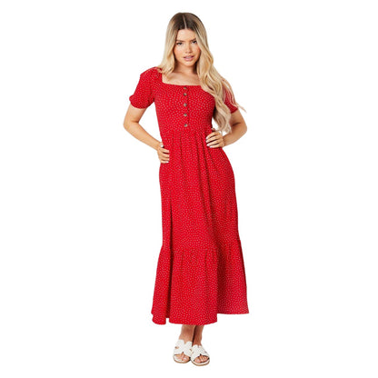 Red - Front - Dorothy Perkins Womens-Ladies Spotted Tiered Hem Midi Dress