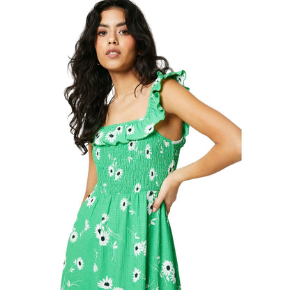 Green - Side - Dorothy Perkins Womens-Ladies Floral Shirred Petite Midi Dress