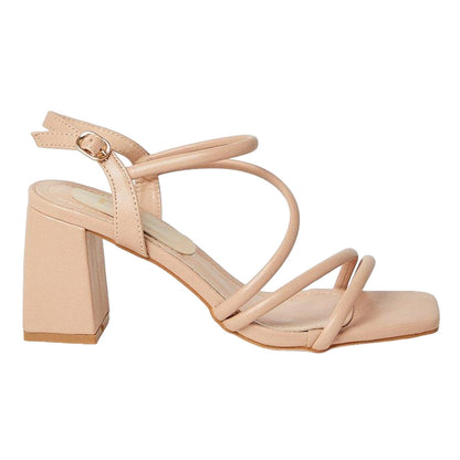 Nude - Back - Dorothy Perkins Womens-Ladies Sofi Spaghetti Strap High Block Heel Sandals