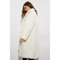 Cream - Side - Dorothy Perkins Womens-Ladies Longline Teddy Fleece Oversized Coat