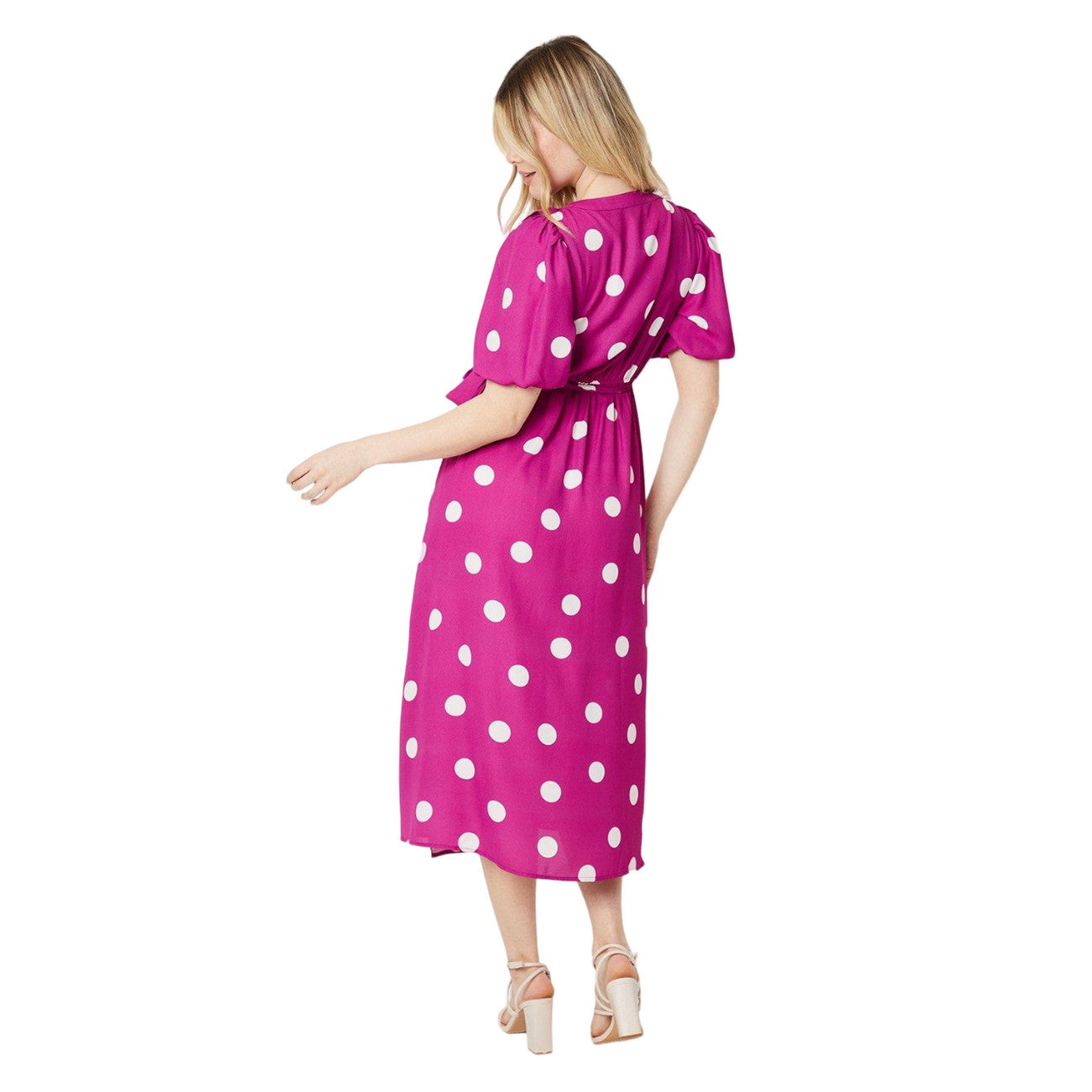Purple - Back - Dorothy Perkins Womens-Ladies Spotted Wrap Midi Dress