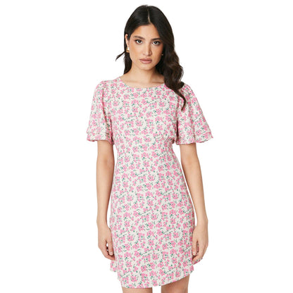 Pink - Front - Dorothy Perkins Womens-Ladies Ditsy Print Empire Seam Mini Dress