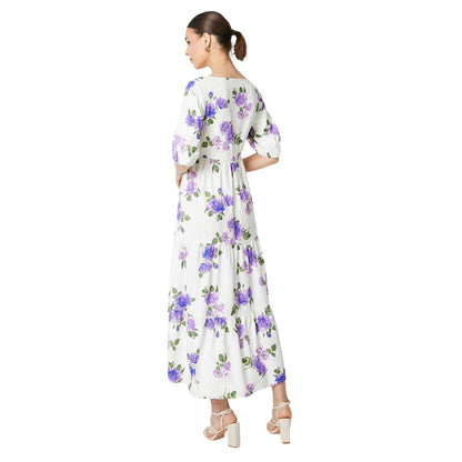 Ivory - Back - Dorothy Perkins Womens-Ladies Rose Tiered Midi Dress